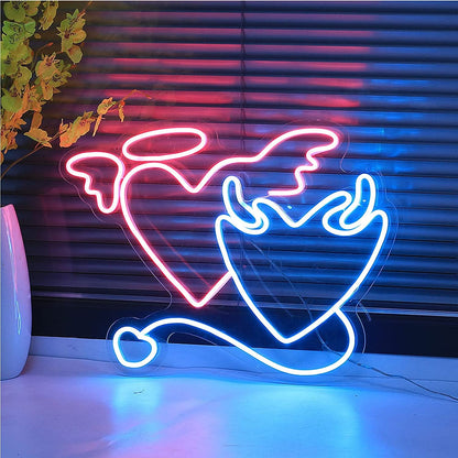 Angel And Devil Hearts Led Neon Light Sign | Shineneon