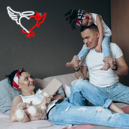 Angel - Devil Heart Led Neon Sign For Home Bar Bedroom Decor - Shineneon