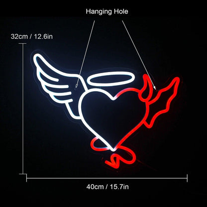 Angel - Devil Heart Led Neon Sign For Home Bar Bedroom Decor - Shineneon