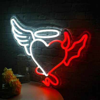 Angel - Devil Heart Led Neon Sign For Home Bar Bedroom Decor - Shineneon