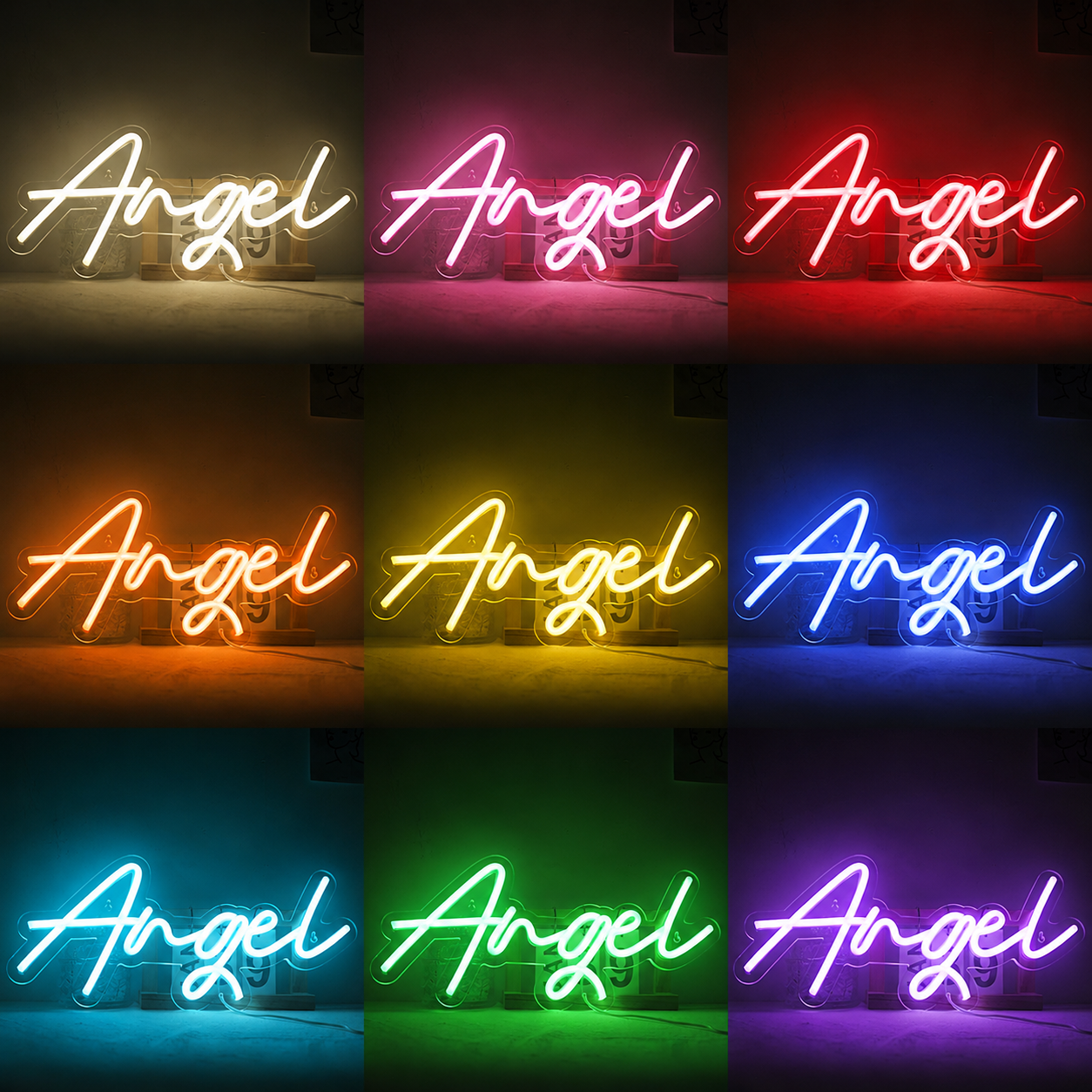 Angel LED Neon Sign Bedroom Wall Art - 05 Color Grid