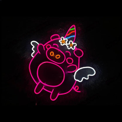 Angel Pig With Unicorn Wings Led Neon Sign For Kids Room Nursery Decor | Shineneon