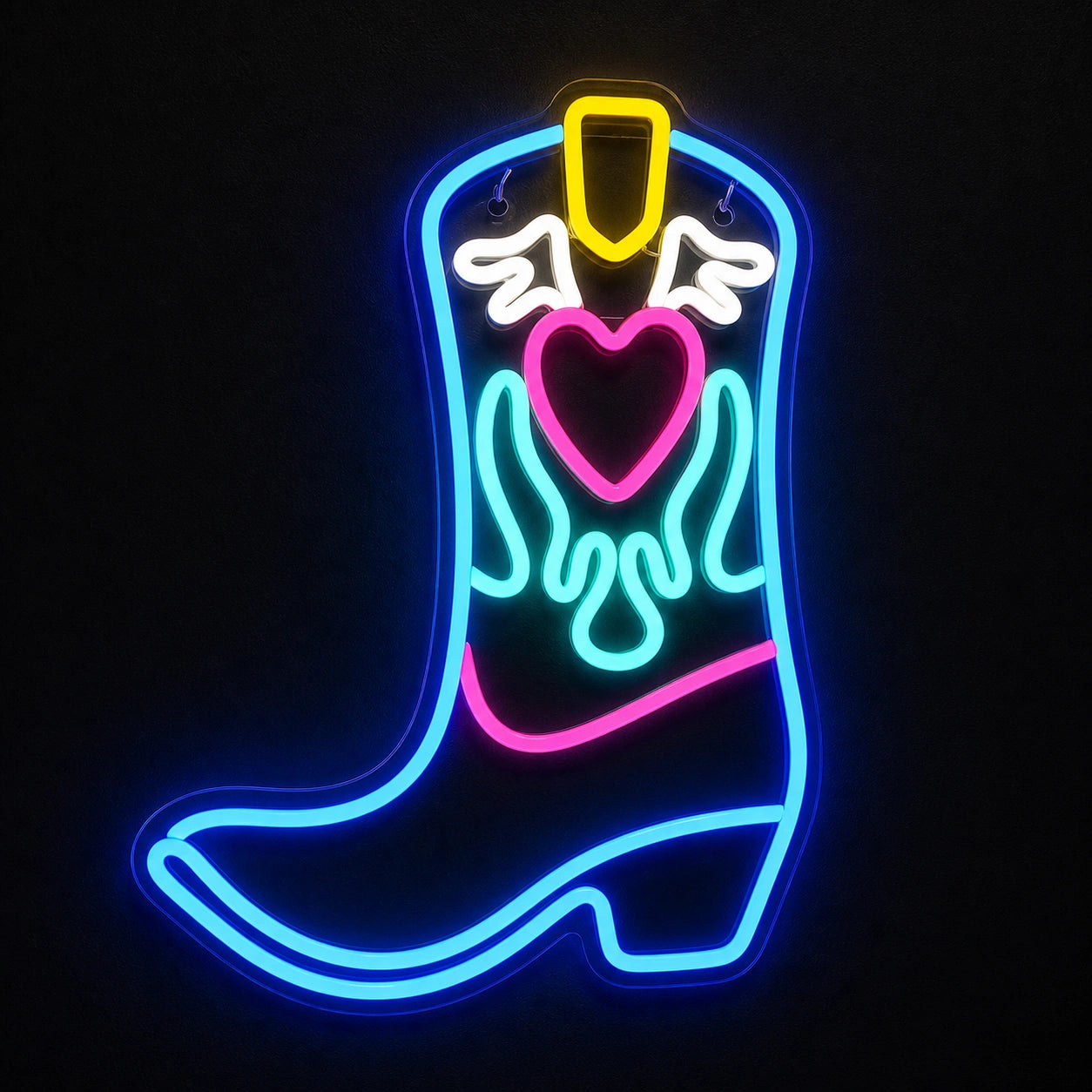 Angel Winged Cowboy Boot Vintage LED Neon Sign main product image