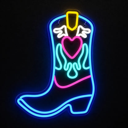 Angel Winged Cowboy Boot Vintage LED Neon Sign main product image