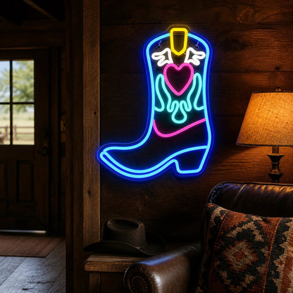 Angel Winged Cowboy Boot Vintage LED Neon Sign - Shineneon