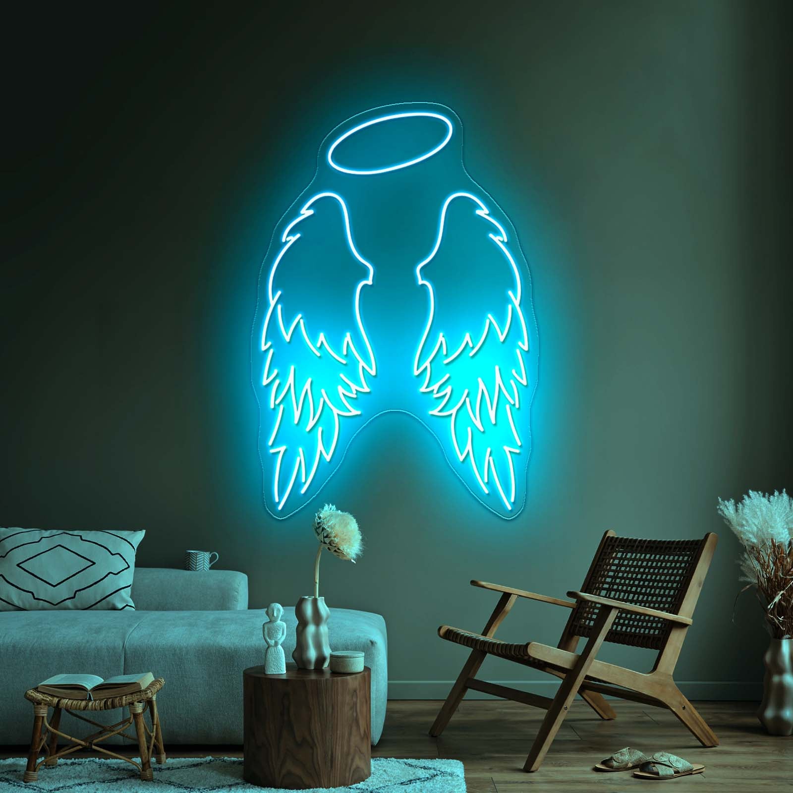 Angel Wings Led Neon Sign - Size and dimension reference