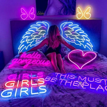 Angel Wings Led Neon Sign Fspiritual And Peaceful Ambiances - Shineneon