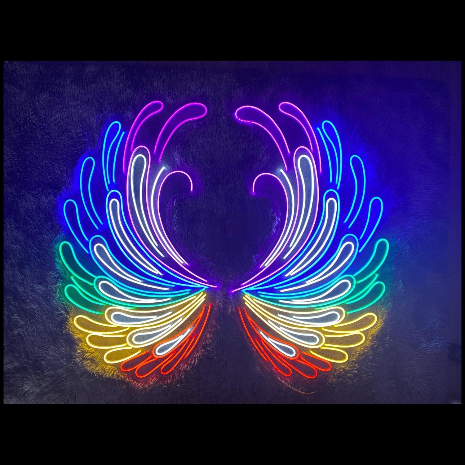 Angel Wings Multi-Color Gradient Led Neon Sign For Artistic Wall Decor | Shineneon