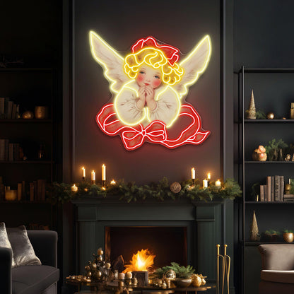 Angelic Christmas Blessings Uv Printed Led Neon Sign Artwork For Home Decor | Shineneon