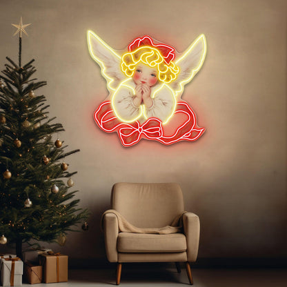 Angelic Christmas Blessings Uv Printed Led Neon Sign Artwork For Home Decor | Shineneon