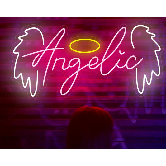 Angelic Neon Sign Angel Wings Led Sign Business Neon Sign