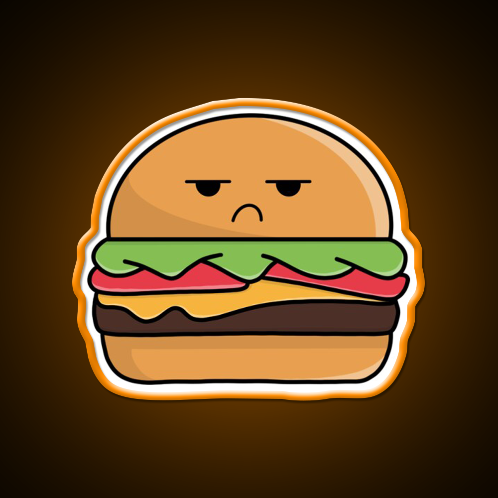 Angry Сheeseburger Fast Food Led Neon Sign For Burger Place Rgb Color