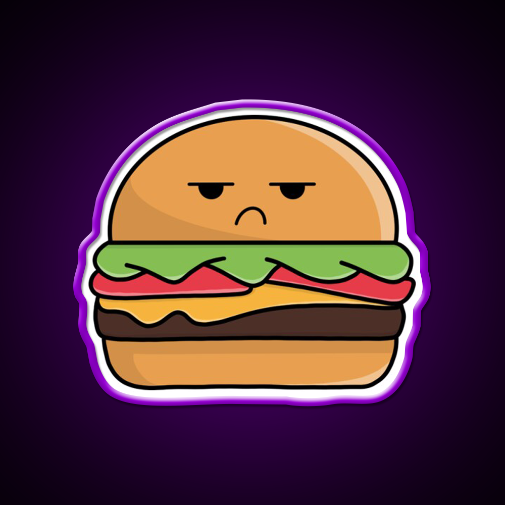 Angry Сheeseburger Fast Food Led Neon Sign For Burger Place Rgb Color