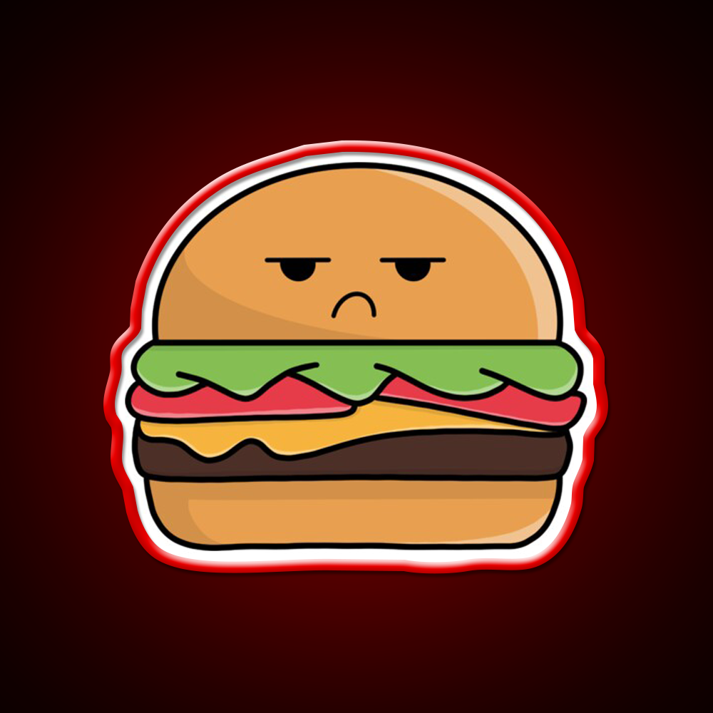 Angry Сheeseburger Fast Food Led Neon Sign For Burger Place Rgb Color