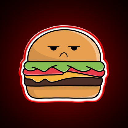 Angry Сheeseburger Fast Food Led Neon Sign For Burger Place Rgb Color