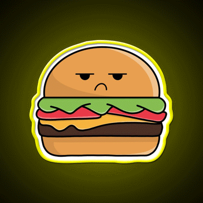 Angry Сheeseburger Fast Food Led Neon Sign For Burger Place Rgb Color