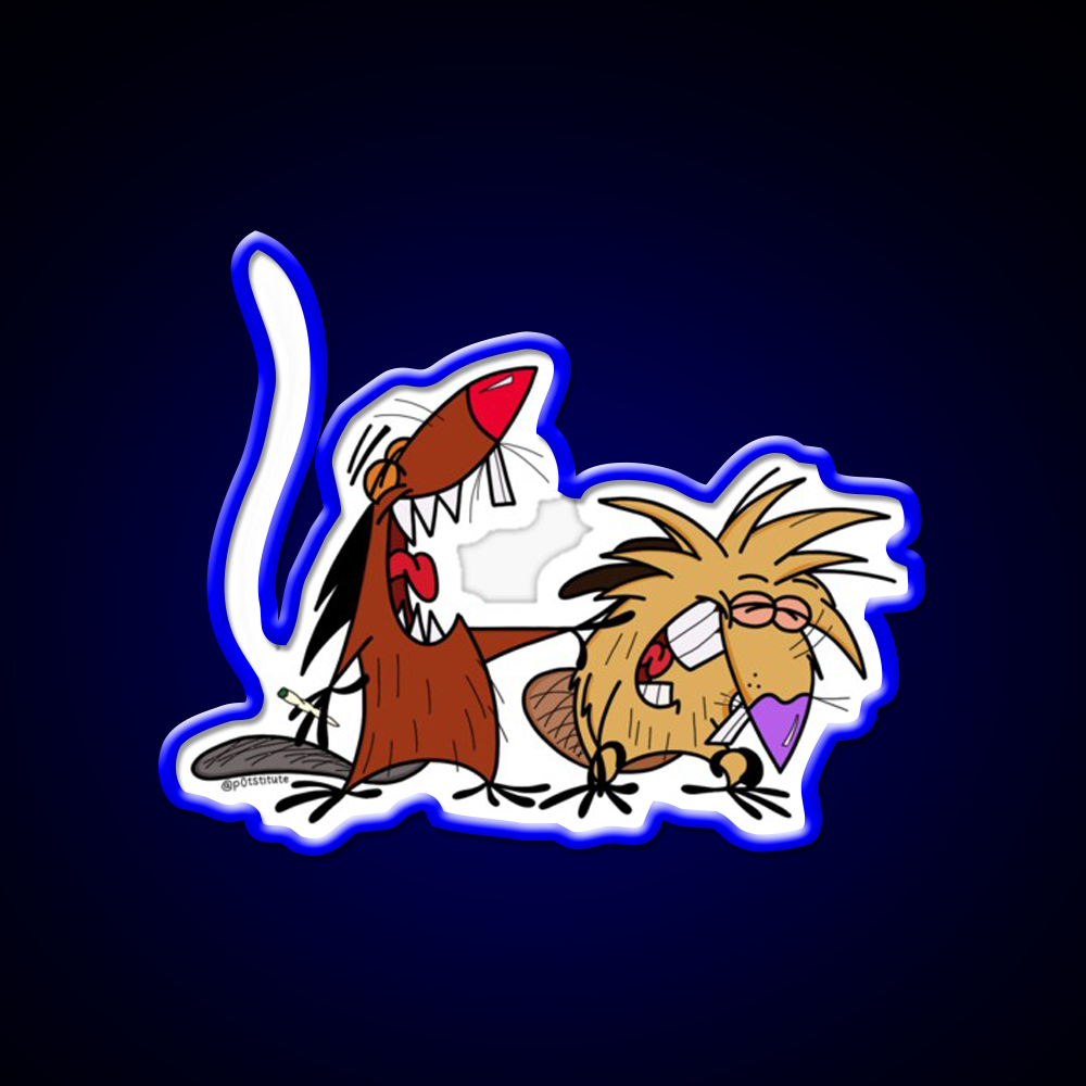 Angry Beavers Weed Cartoon Hemp Inspired Green Leaf Led Neon Sign Rgb Color - LED neon sign view 5