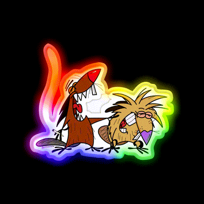 Angry Beavers Weed Cartoon Hemp Inspired Green Leaf Led Neon Sign Rgb Color - LED neon sign close-up detail