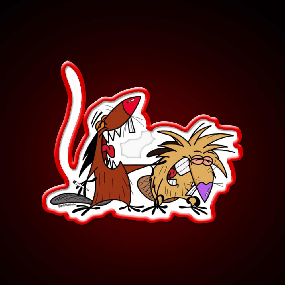Angry Beavers Weed Cartoon Hemp Inspired Green Leaf Led Neon Sign Rgb Color - Shineneon