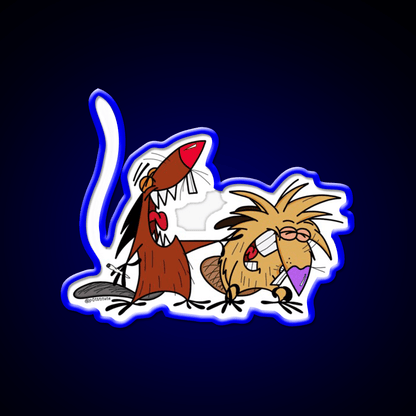 Angry Beavers Weed Cartoon Hemp Inspired Green Leaf Led Neon Sign Rgb Color - Shineneon