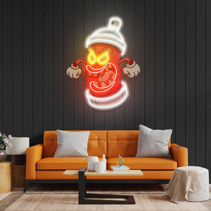 Angry Cartoon Beverage Bottle Uv Printed Led Neon Sign For Home Studio Decor | Shineneon