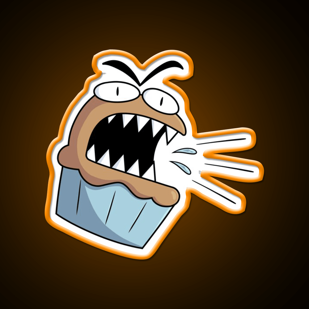 Angry Cute Muffin Snack Food Led Neon Sign Rgb Color - Shineneon