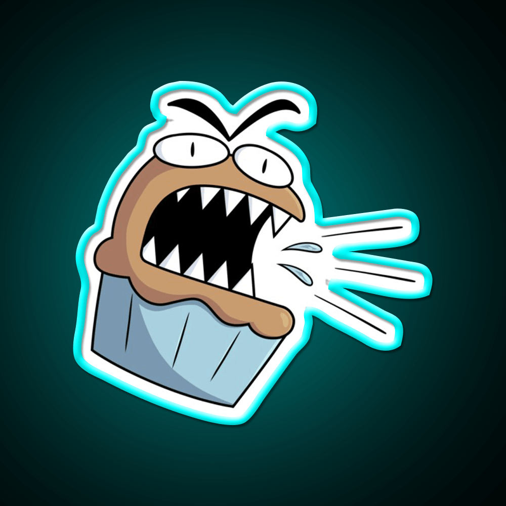 Angry Cute Muffin Snack Food Led Neon Sign Rgb Color - Shineneon