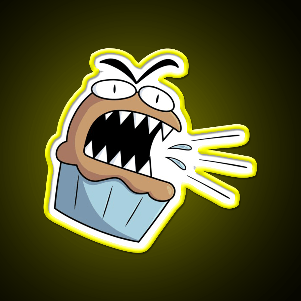 Angry Cute Muffin Snack Food Led Neon Sign Rgb Color - Shineneon