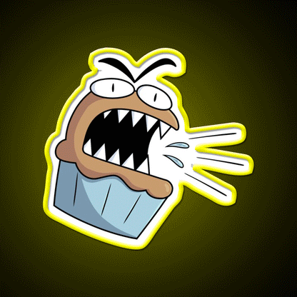 Angry Cute Muffin Snack Food Led Neon Sign Rgb Color
