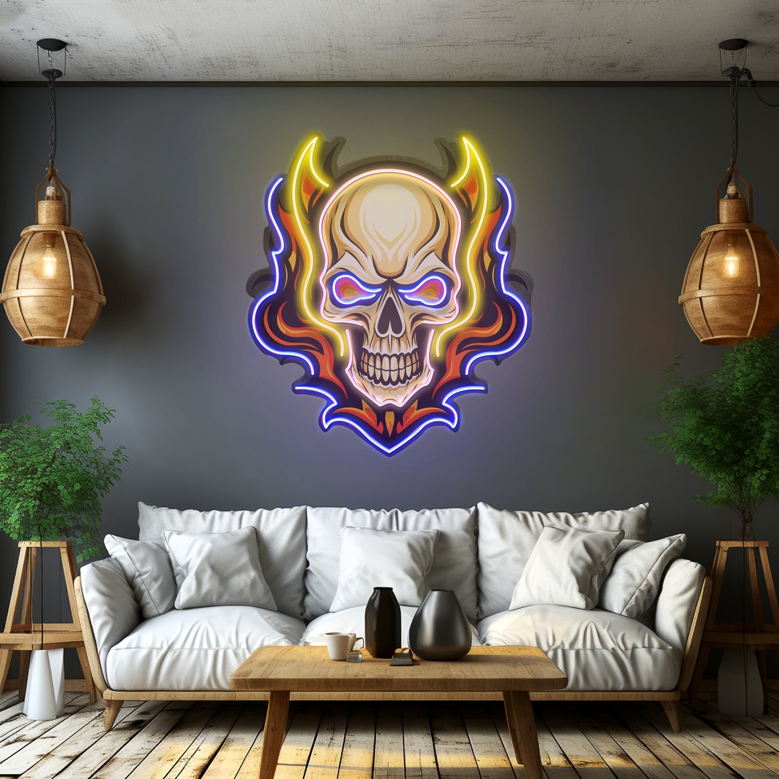 Angry Fire Skull Led Neon Sign Light Custom Led Signs - Shineneon