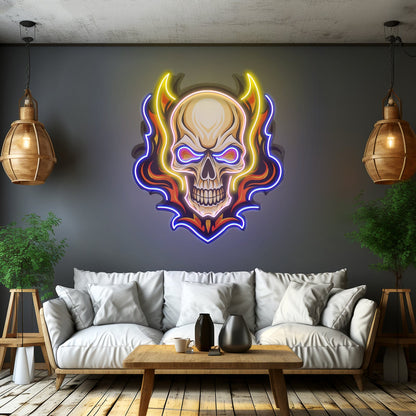 Angry Fire Skull Led Neon Sign Light Custom Led Signs - Shineneon