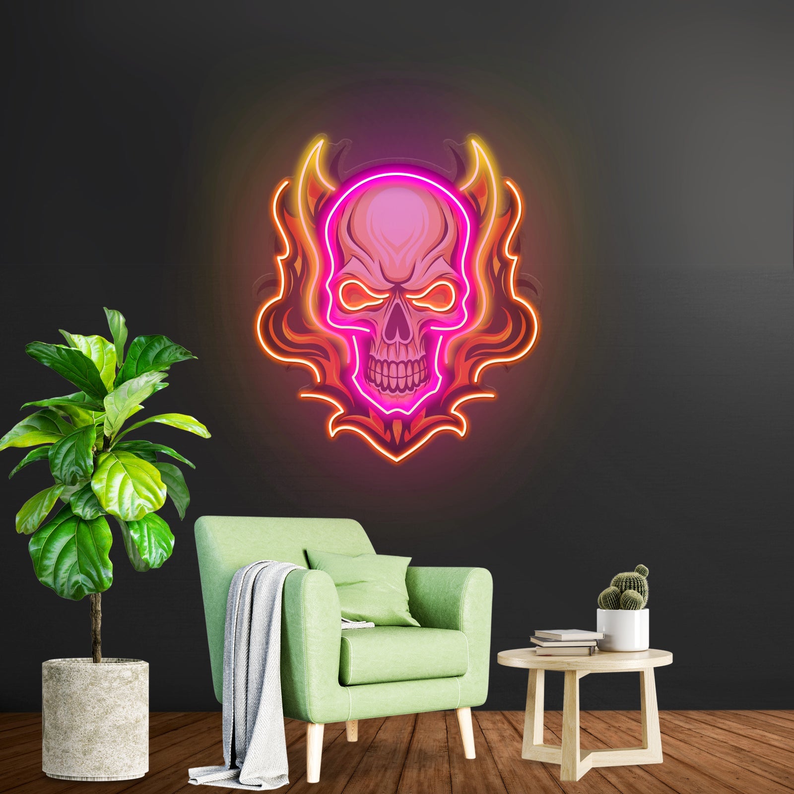 Angry Fire Skull Led Neon Sign Light Custom Led Signs - Shineneon