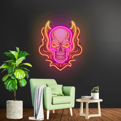 Angry Fire Skull Led Neon Sign Light Custom Led Signs - Shineneon