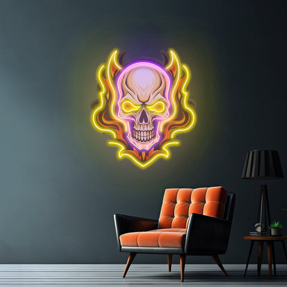 Angry Fire Skull Led Neon Sign Light Custom Led Signs - Shineneon
