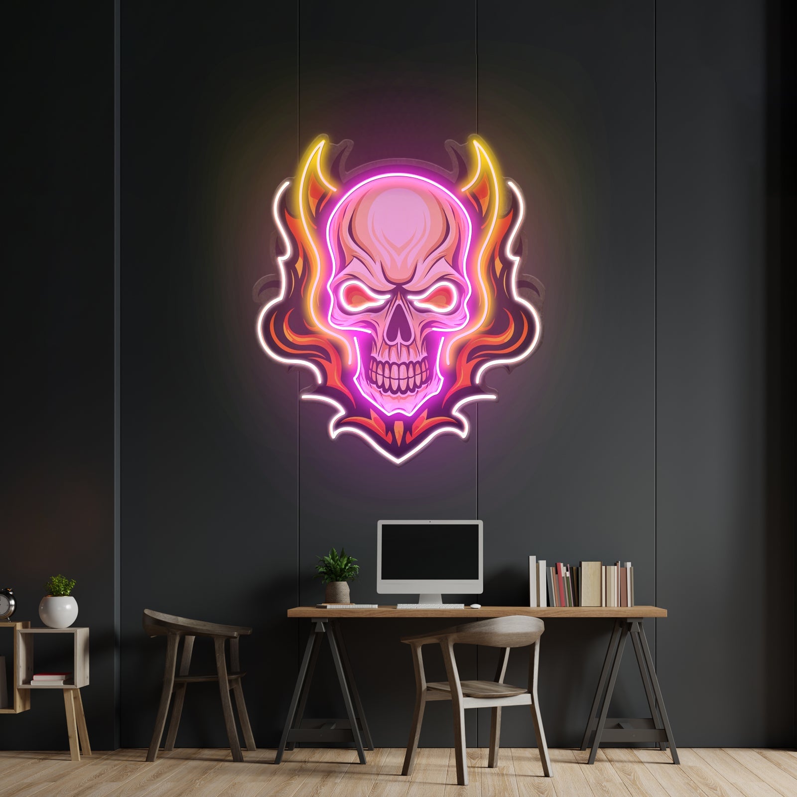 Angry Fire Skull Led Neon Sign Light Custom Led Signs - Shineneon