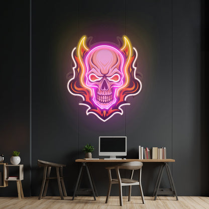 Angry Fire Skull Led Neon Sign Light Custom Led Signs - Shineneon