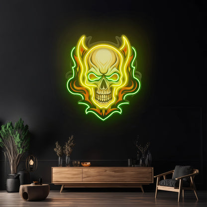 Angry Fire Skull Led Neon Sign Light Custom Led Signs - Shineneon