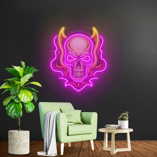 Angry Fire Skull Led Neon Sign Light Custom Led Signs