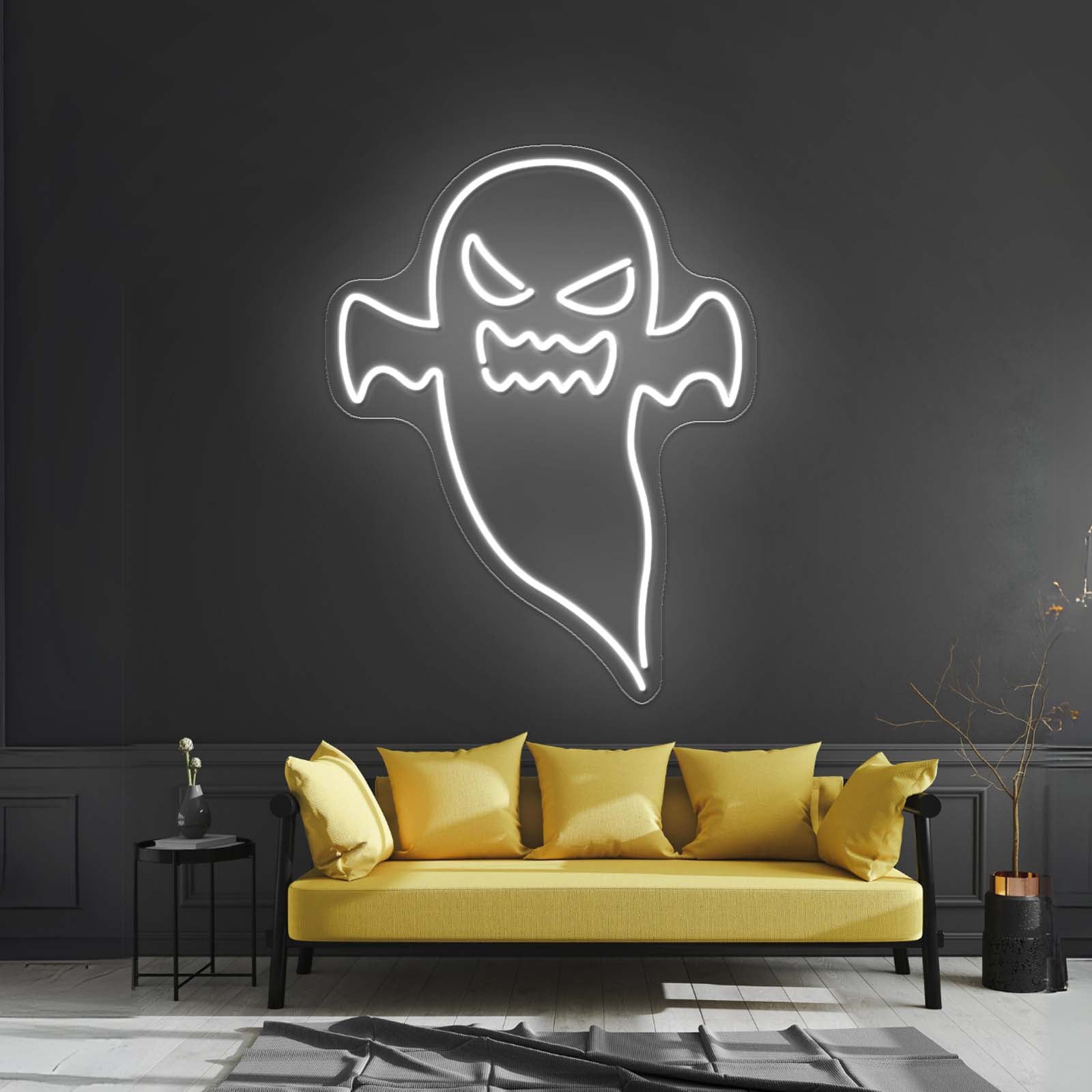 Angry Ghost Happy Halloween Neon Sign