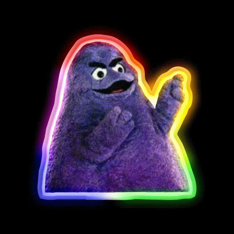 Angry Grimace Mcdonalds Fast Food Led Neon Sign For Burger Place Rgb Color