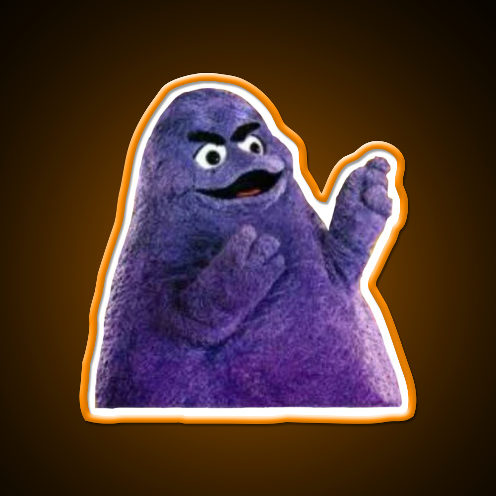 Angry Grimace Mcdonalds Fast Food Led Neon Sign For Burger Place Rgb Color