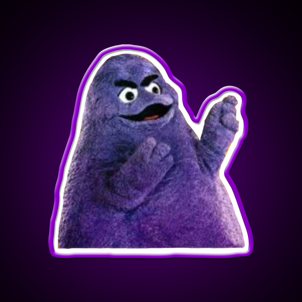 Angry Grimace Mcdonalds Fast Food Led Neon Sign For Burger Place Rgb Color