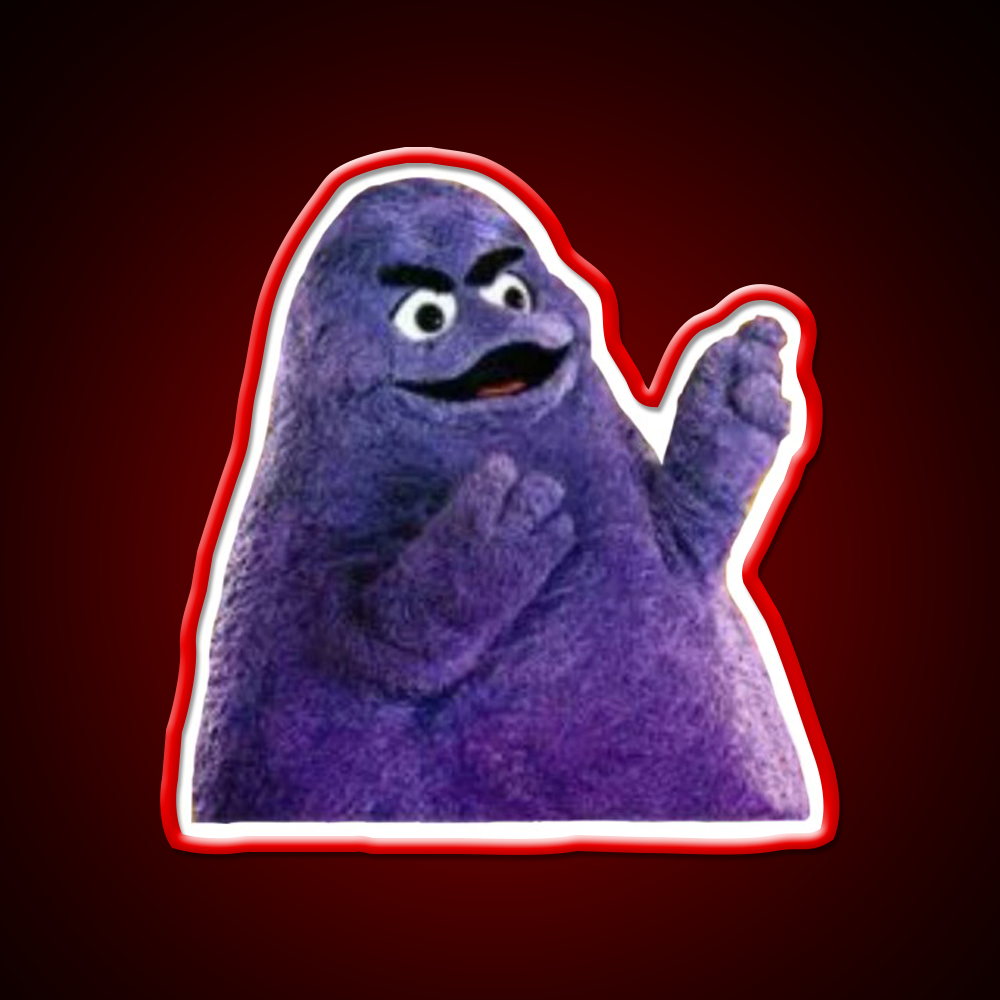 Angry Grimace Mcdonalds Fast Food Led Neon Sign For Burger Place Rgb Color