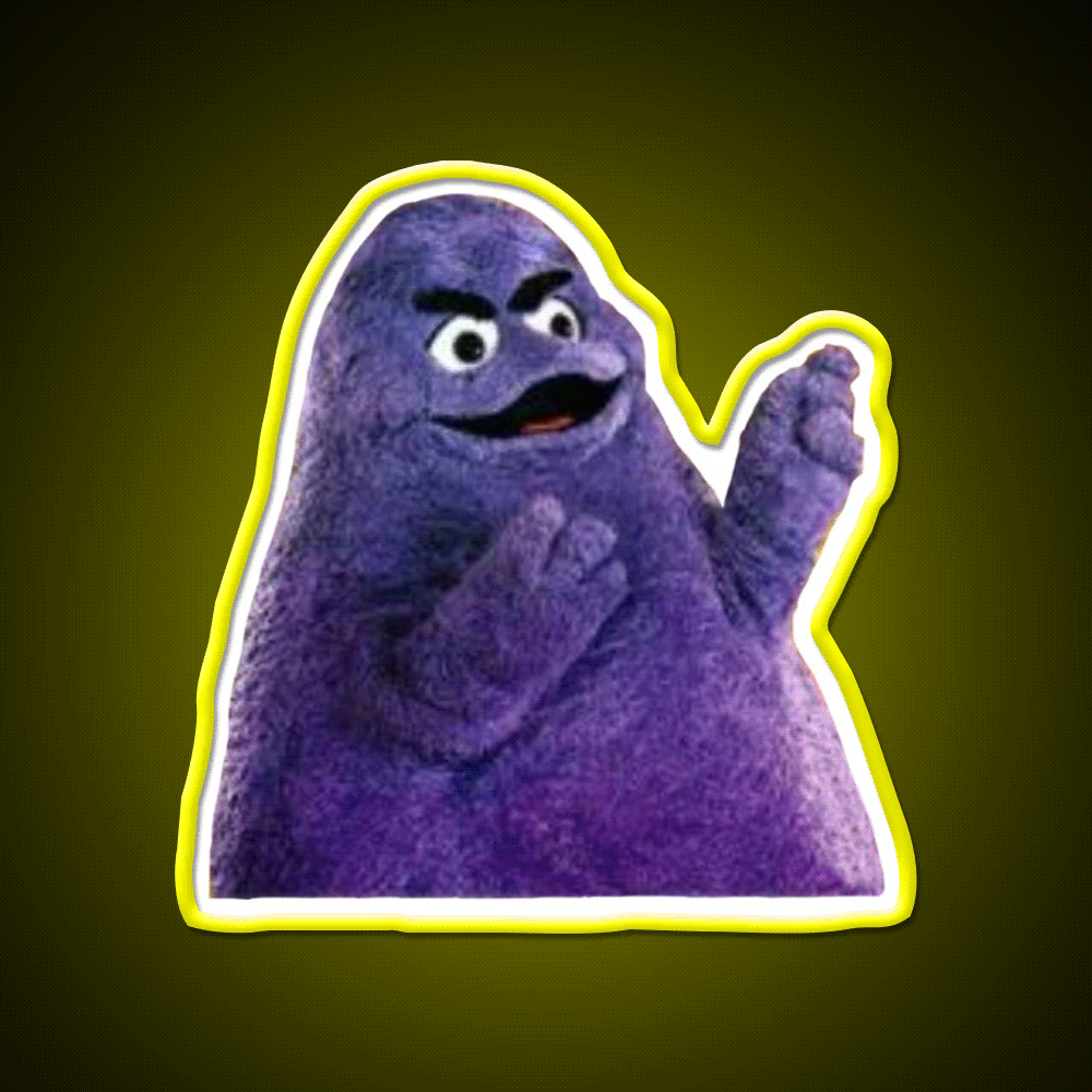 Angry Grimace Mcdonalds Fast Food Led Neon Sign For Burger Place Rgb Color