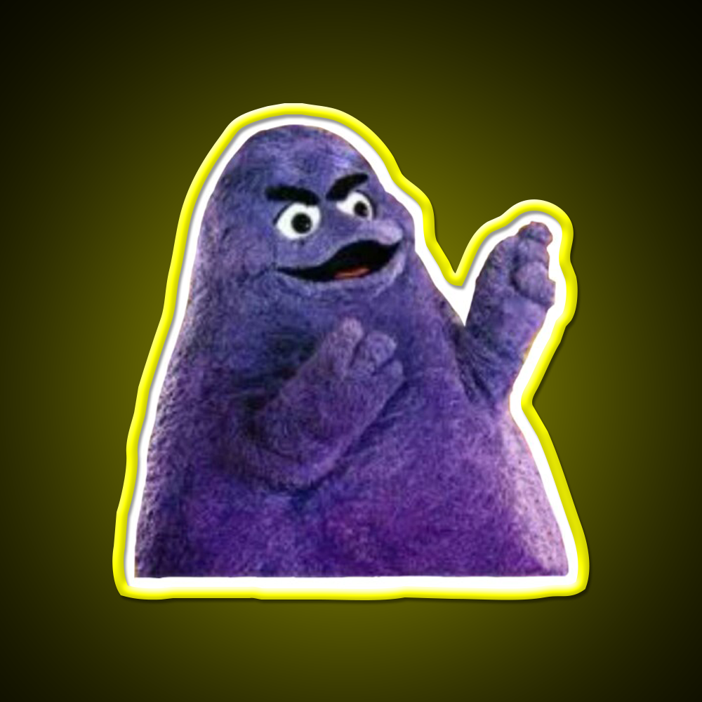 Angry Grimace Mcdonalds Fast Food Led Neon Sign For Burger Place Rgb Color