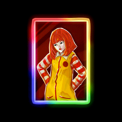 Angry Little Clown Fast Food Led Neon Sign For Burger Place Rgb Color