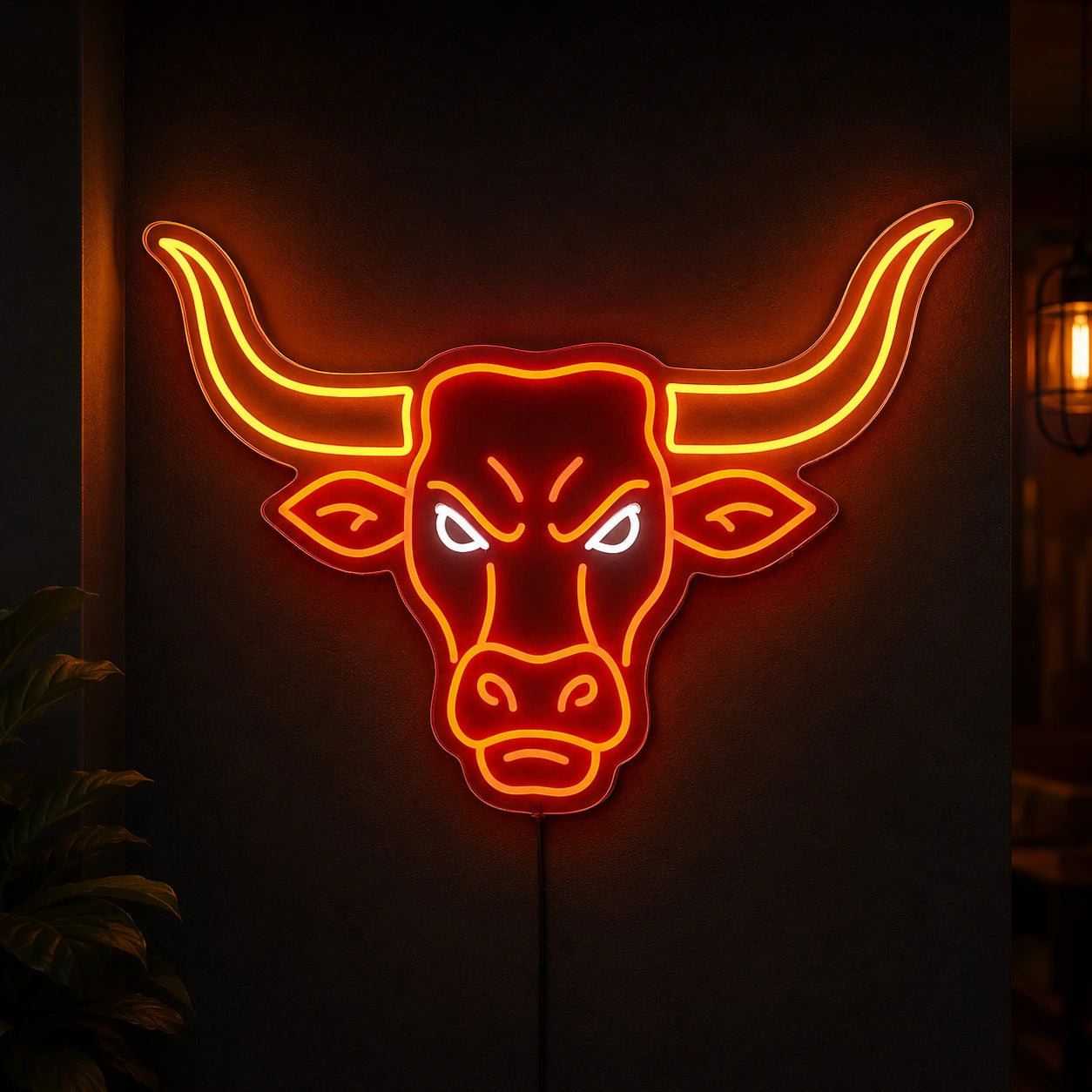 Angry Longhorn Bull Head LED Neon Sign main product image