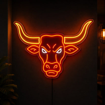 Angry Longhorn Bull Head LED Neon Sign main product image