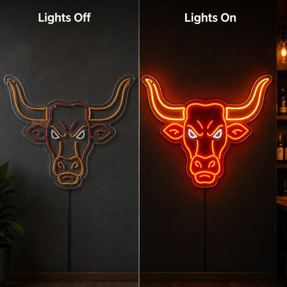 Angry Longhorn Bull Head LED Neon Sign - Shineneon