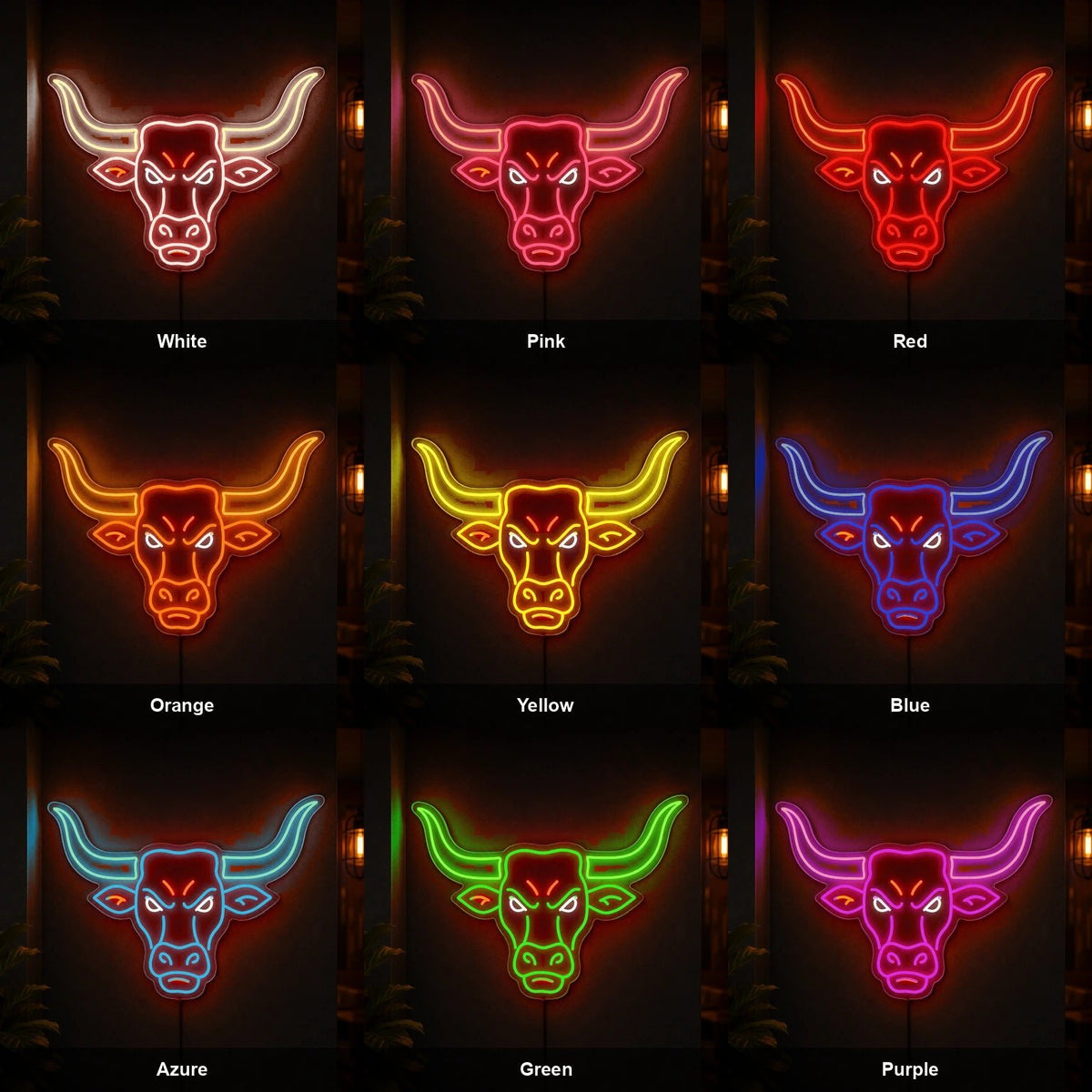 Angry Longhorn Bull Head LED Neon Sign - Shineneon